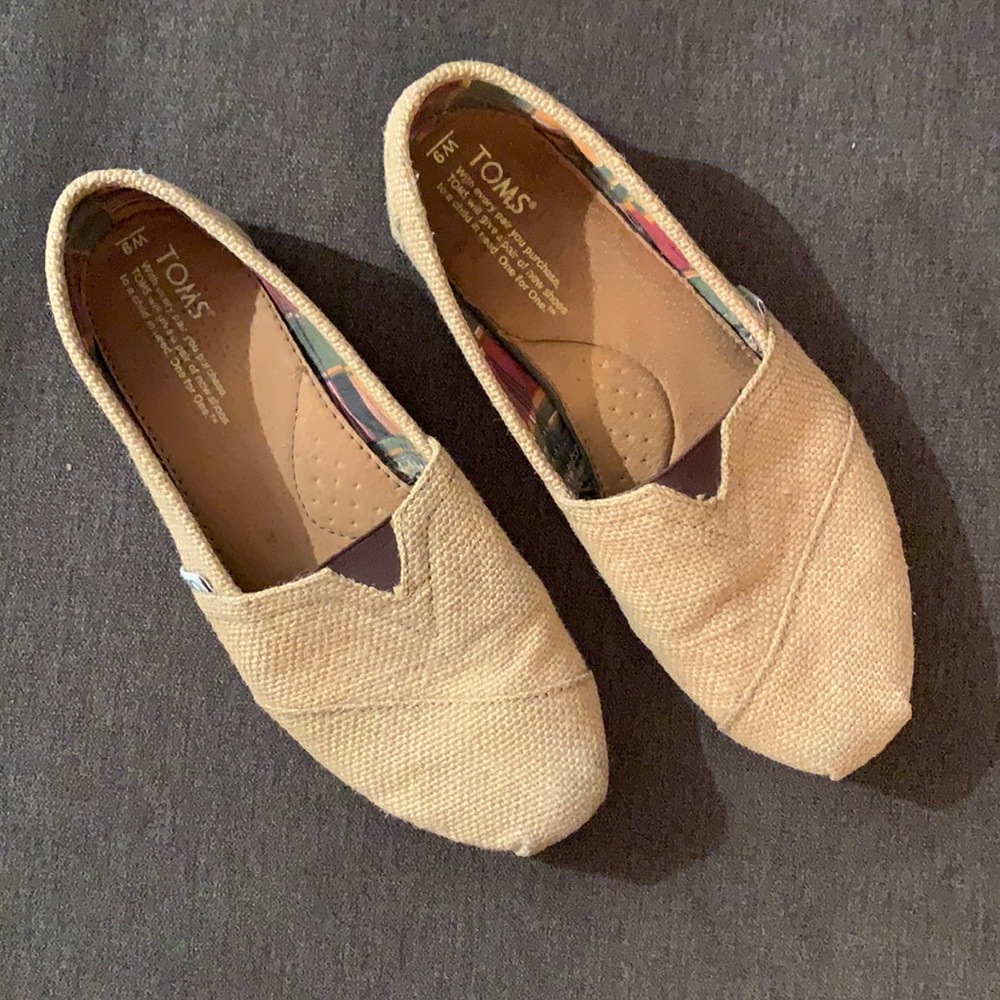 Toms Beige Canvas Slip-On Flats